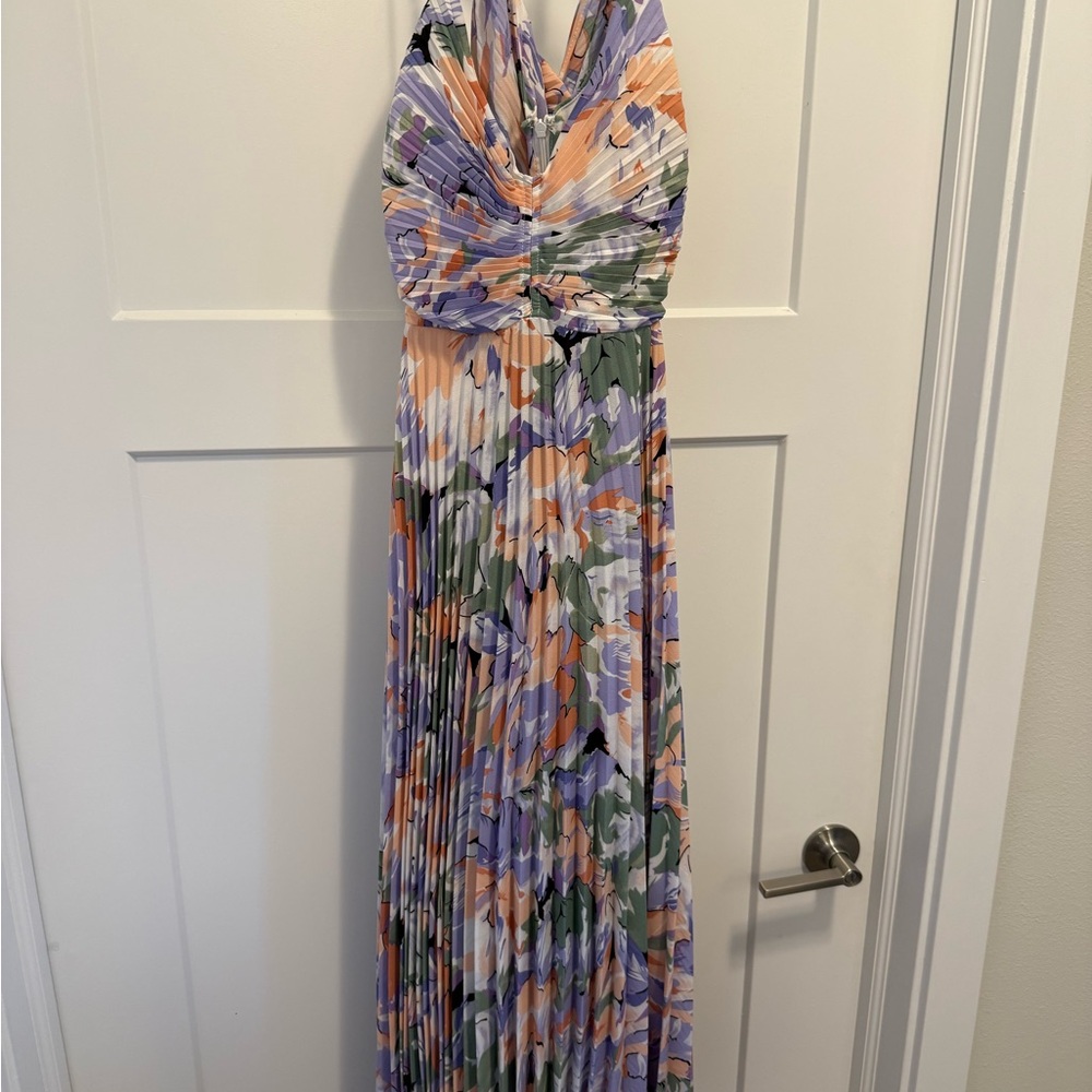 Astr Purple and Orange Halter Maxi Dress